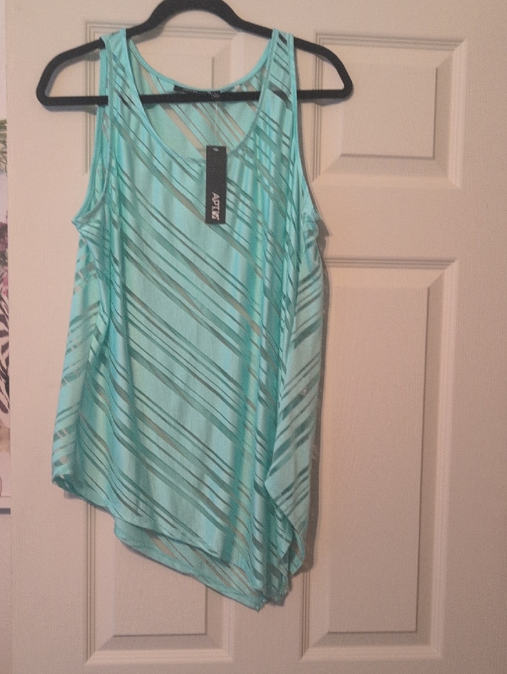 Apt. 9 Mint Green Striped Asymmetric Tank